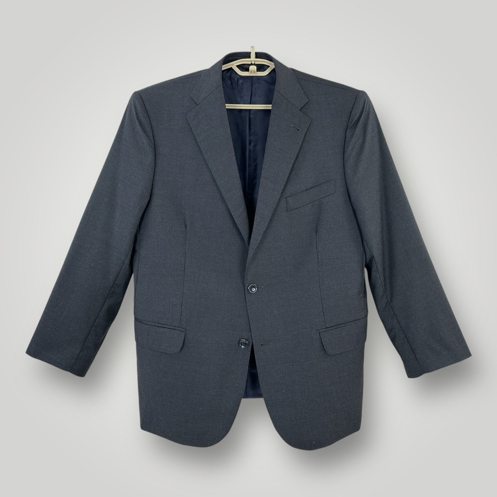 Angelico Super 100's Gray Pinstripe Italian Wool Blazer Jacket Italian 54 -US 44